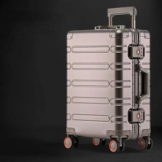 Aluminium Rollkoffer Modern | Rote Rollenakzente