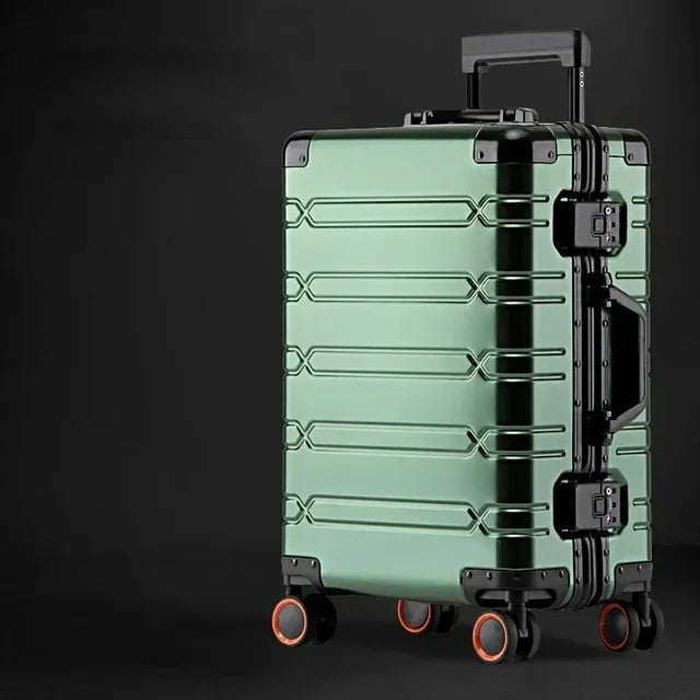 Aluminium Rollkoffer Modern | Rote Rollenakzente