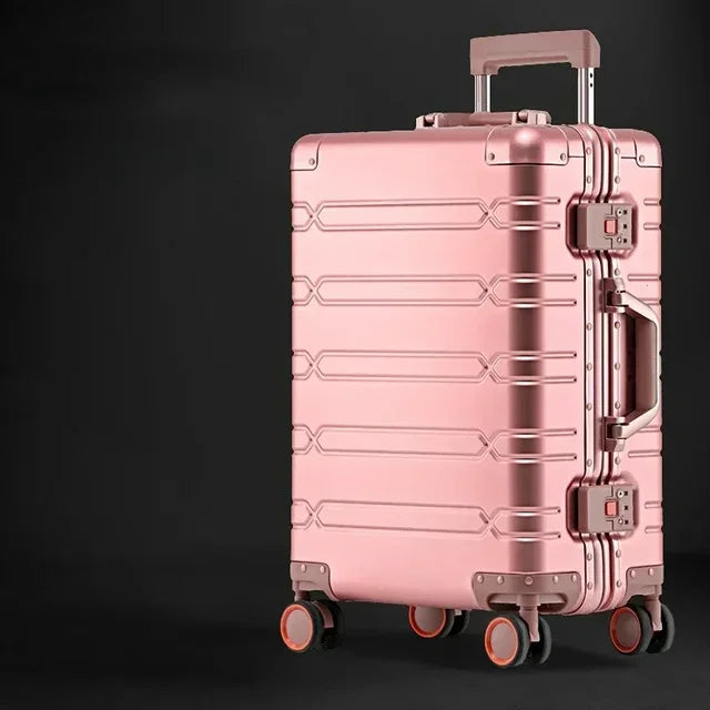 Aluminium Rollkoffer Modern | Rote Rollenakzente
