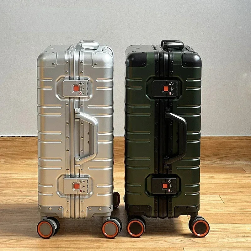 Aluminium Rollkoffer Modern | Rote Rollenakzente