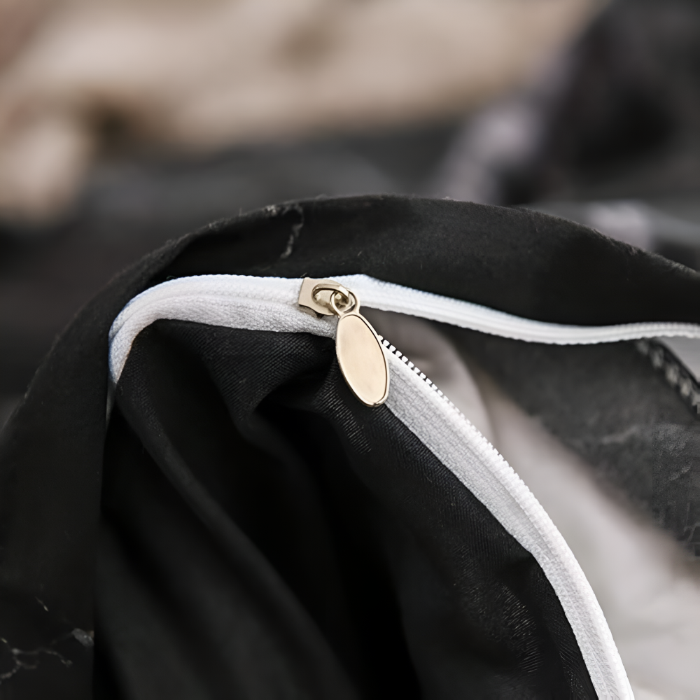 Bettwäsche-Set Marmor Schwarz | 3-teilig & Modern