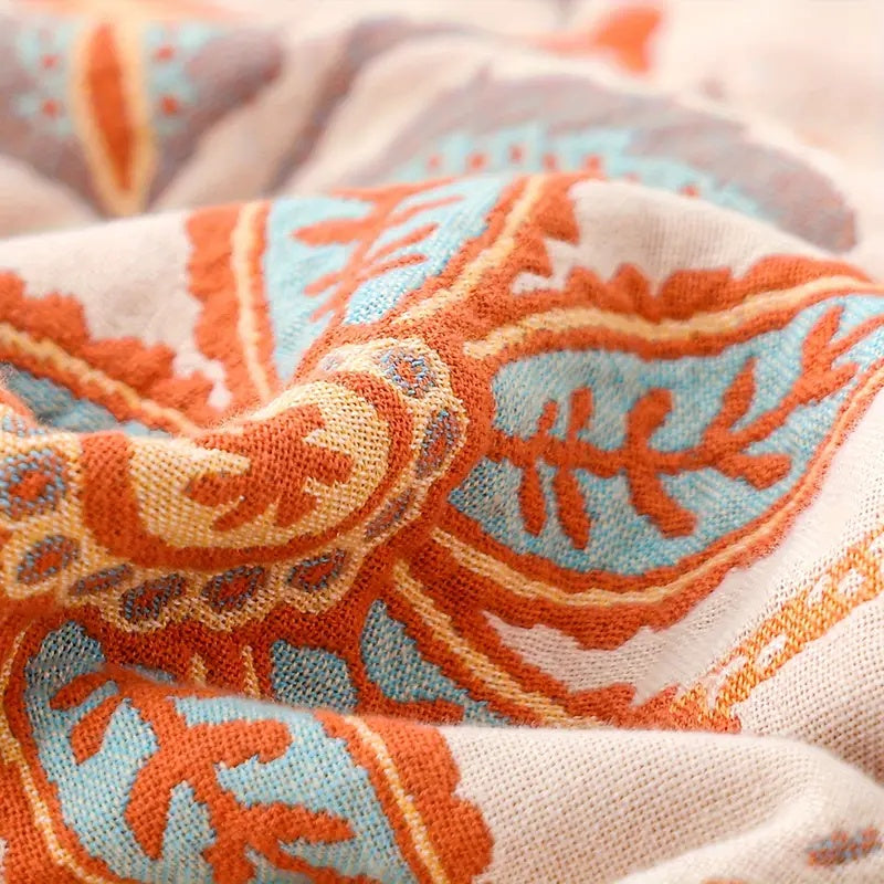 Boho Patchwork Tagesdecke | Sofa Überwurf mit Blumenmuster