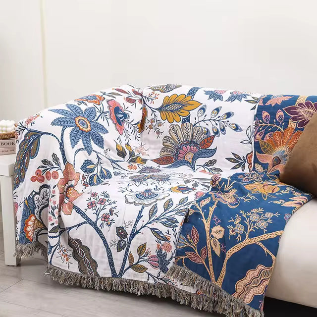 Boho Tagesdecke | Floraler Sofa Überwurf