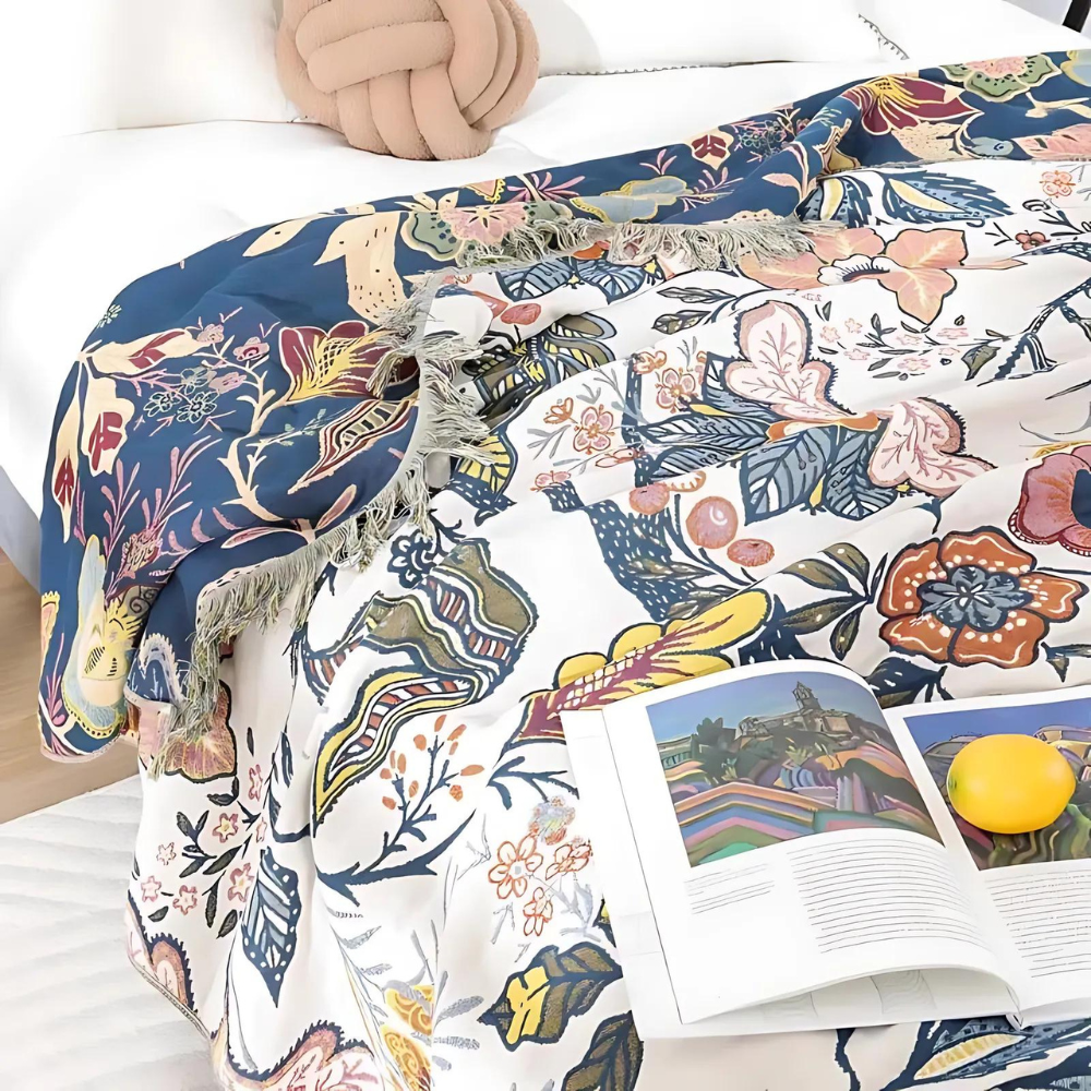 Boho Tagesdecke | Floraler Sofa Überwurf