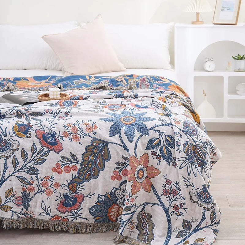 Boho Tagesdecke | Floraler Sofa Überwurf