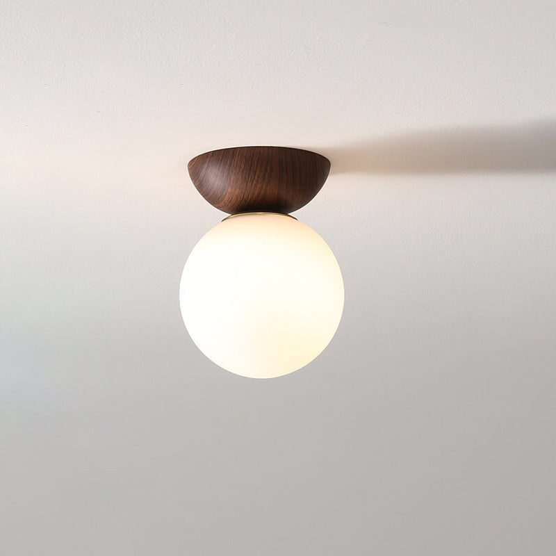 Deckenleuchte Holz Glas Modern | Wohnzimmer