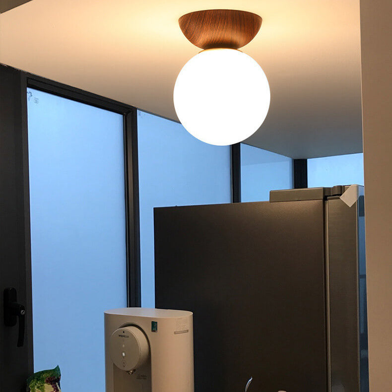 Deckenleuchte Holz Glas Modern | Wohnzimmer
