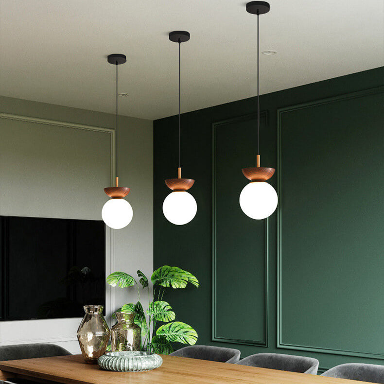 Deckenleuchte Holz Glas Modern | Wohnzimmer