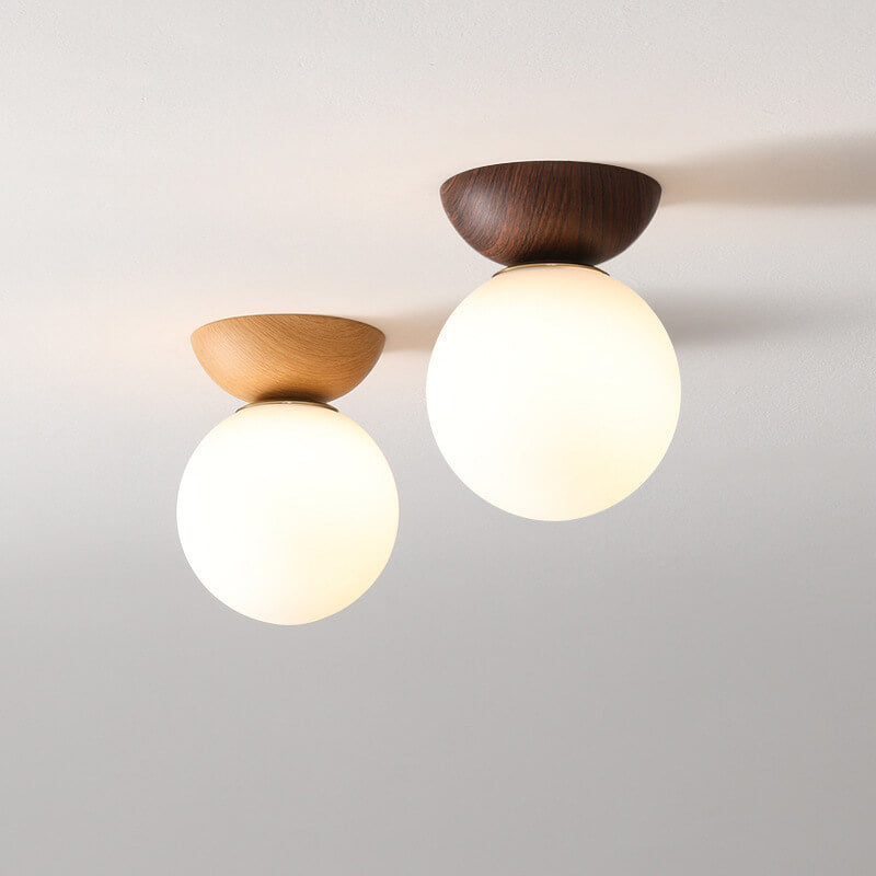 Deckenleuchte Holz Glas Modern | Wohnzimmer