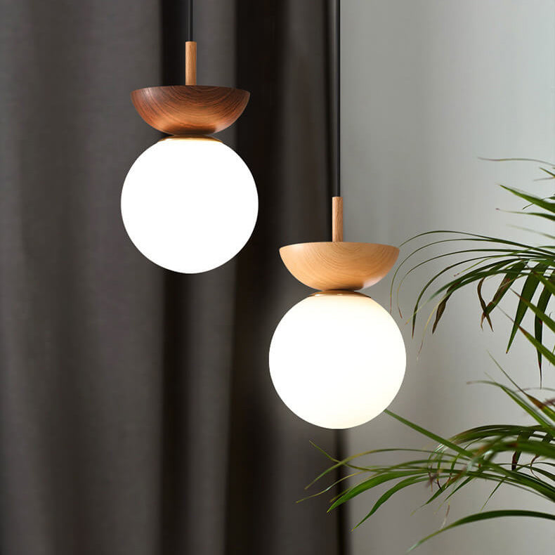 Deckenleuchte Holz Glas Modern | Wohnzimmer
