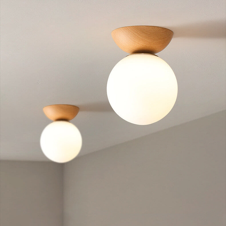 Deckenleuchte Holz Glas Modern | Wohnzimmer