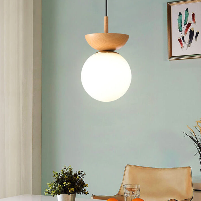 Deckenleuchte Holz Glas Modern | Wohnzimmer