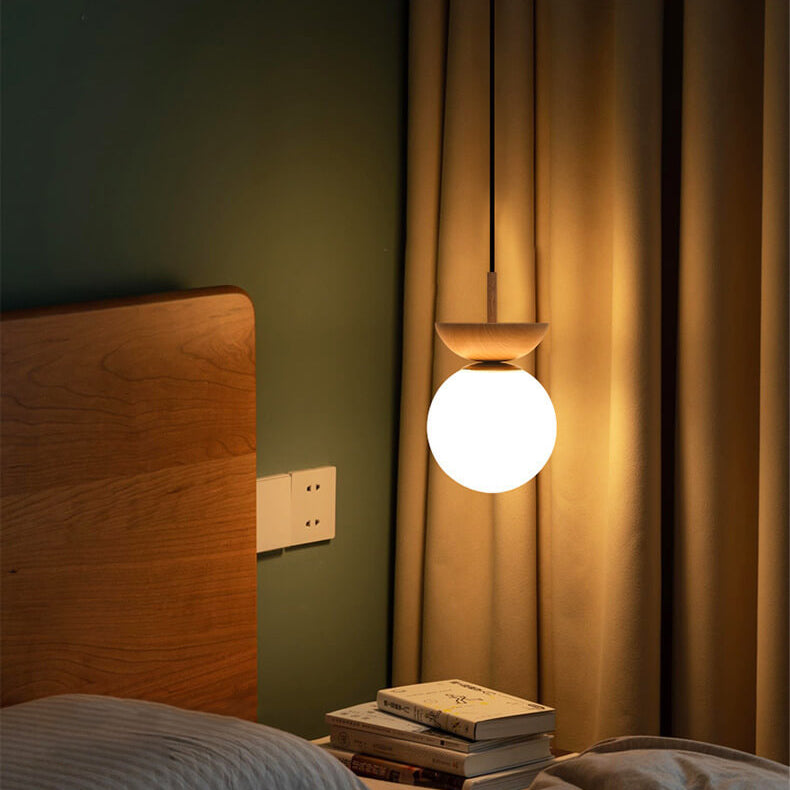 Deckenleuchte Holz Glas Modern | Wohnzimmer