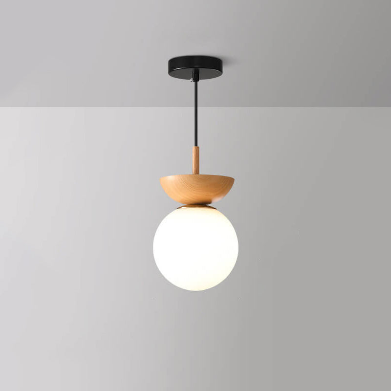 Deckenleuchte Holz Glas Modern | Wohnzimmer