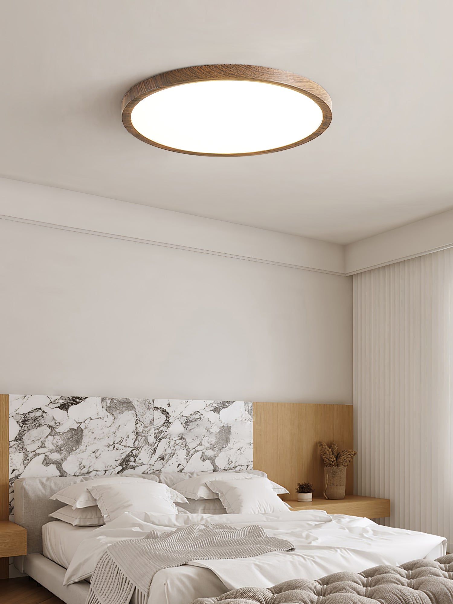 Deckenleuchte Holz Rund Design | Wohnzimmer