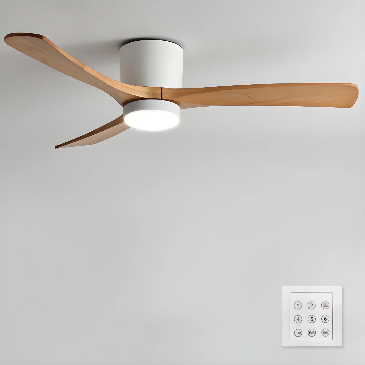 Deckenventilator Holz LED Design | Wohnzimmer