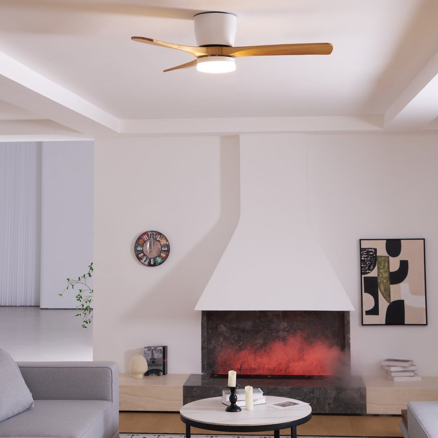 Deckenventilator Holz LED Design | Wohnzimmer