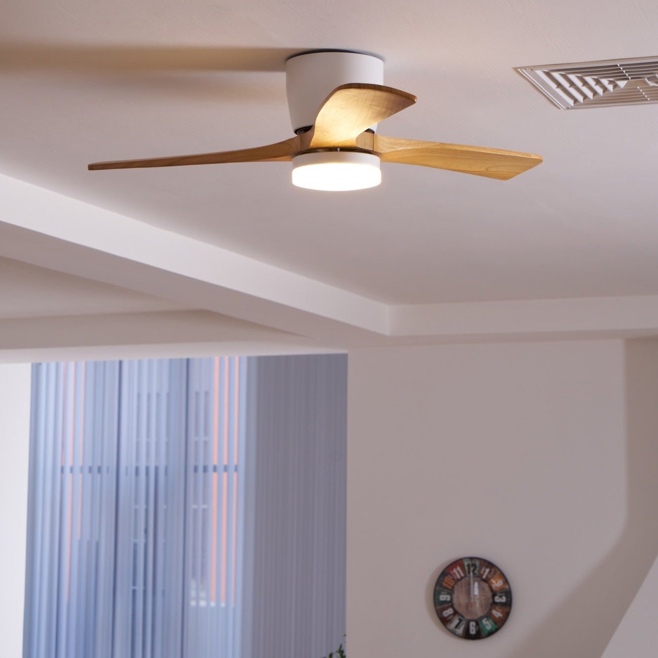 Deckenventilator Holz LED Design | Wohnzimmer