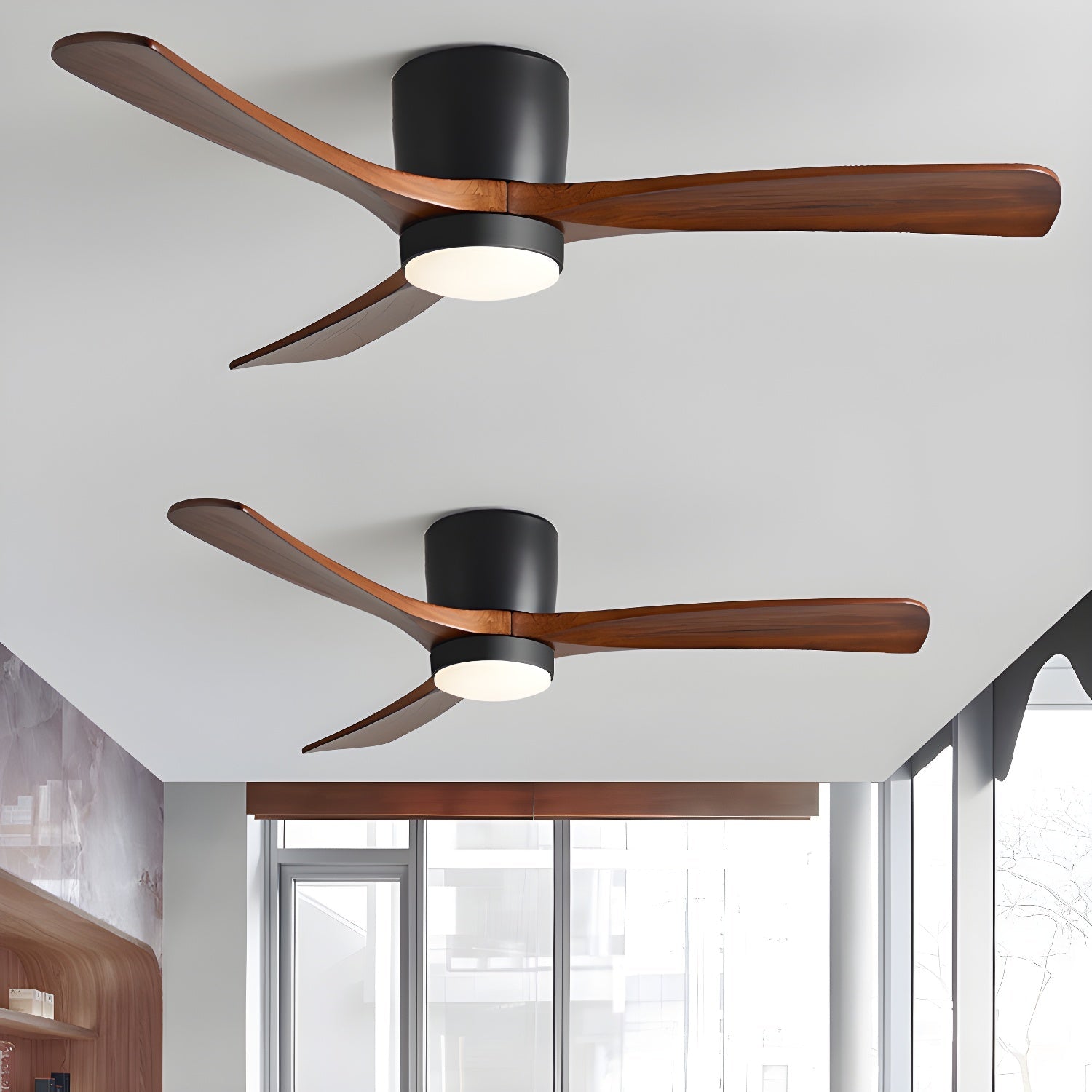 Deckenventilator Holz LED Design | Wohnzimmer