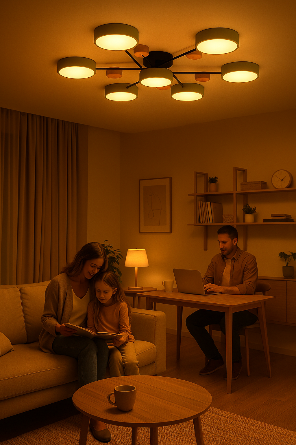 Elvar | Skandinavische Deckenlampe mit Holz-Details