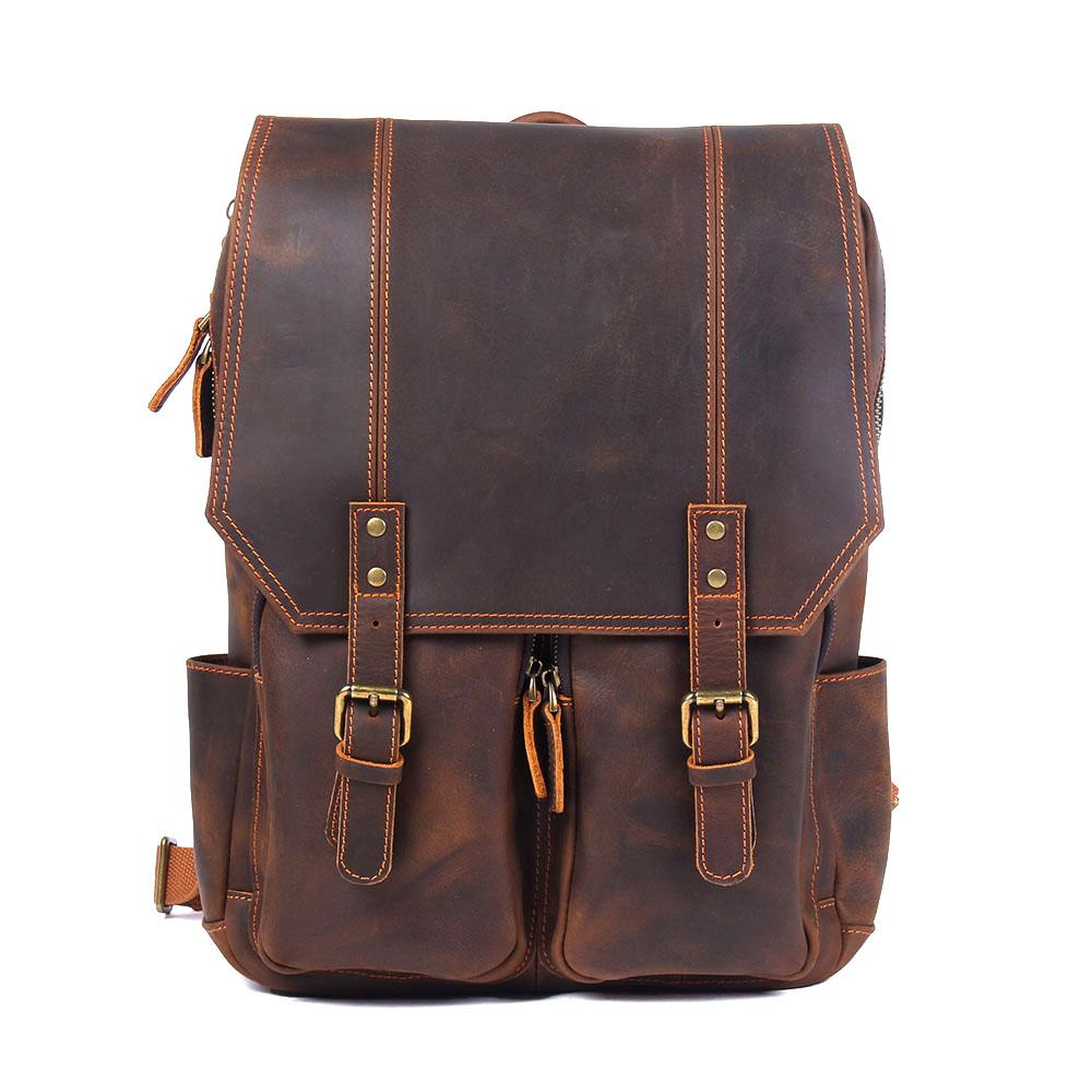 Leder Rucksack Doppelgurt Design | Büroalltag