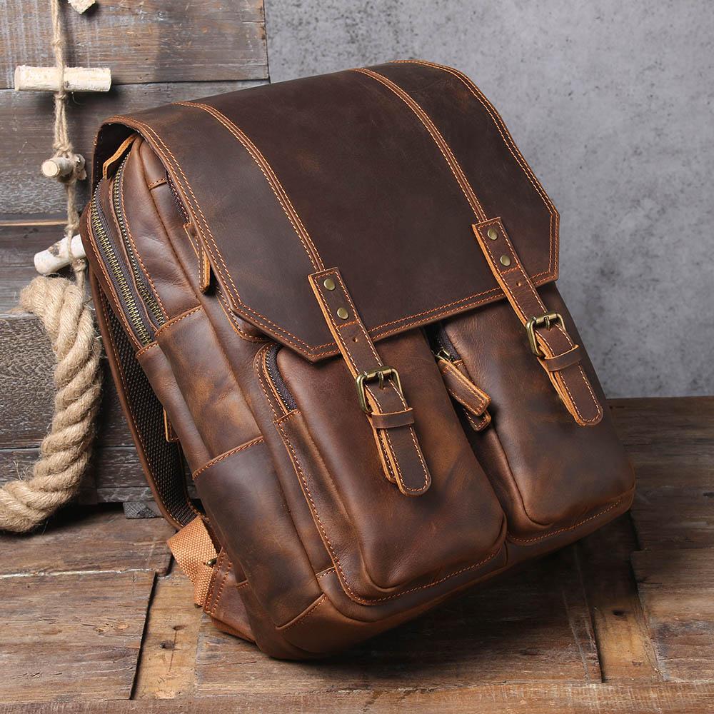 Leder Rucksack Doppelgurt Design | Büroalltag