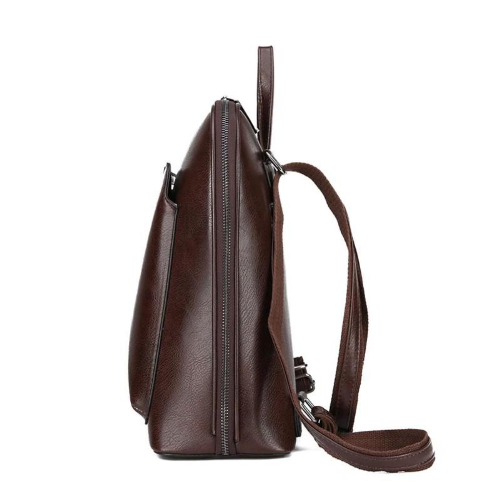 Leder Rucksack Doppelreißverschluss | Stadtalltag