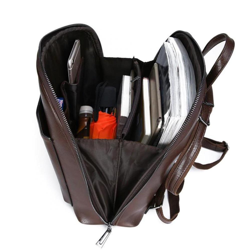 Leder Rucksack Doppelreißverschluss | Stadtalltag