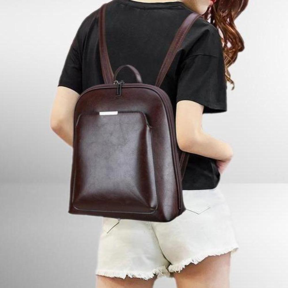 Leder Rucksack Doppelreißverschluss | Stadtalltag