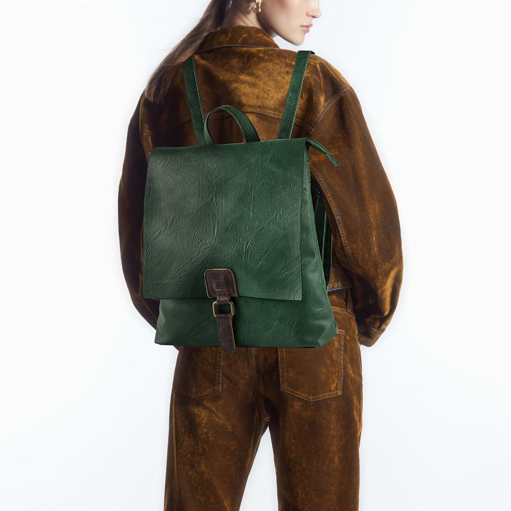 Leder Rucksack Klappdeckel Retro | Freizeit