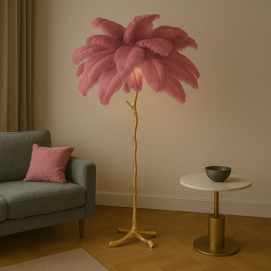 Lina's Extravaganter Look | Stehlampe mit Palmenfeder