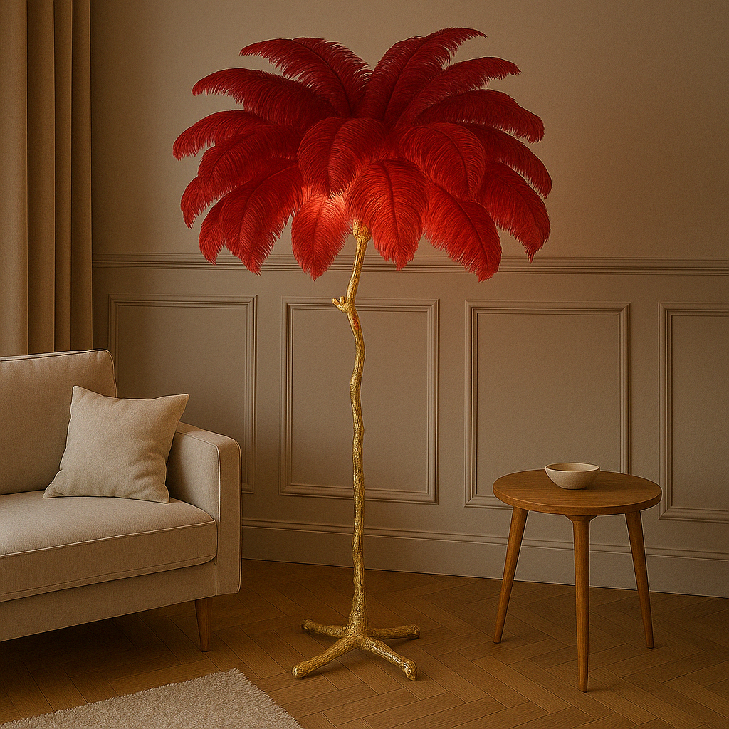 Lina's Extravaganter Look | Stehlampe mit Palmenfeder