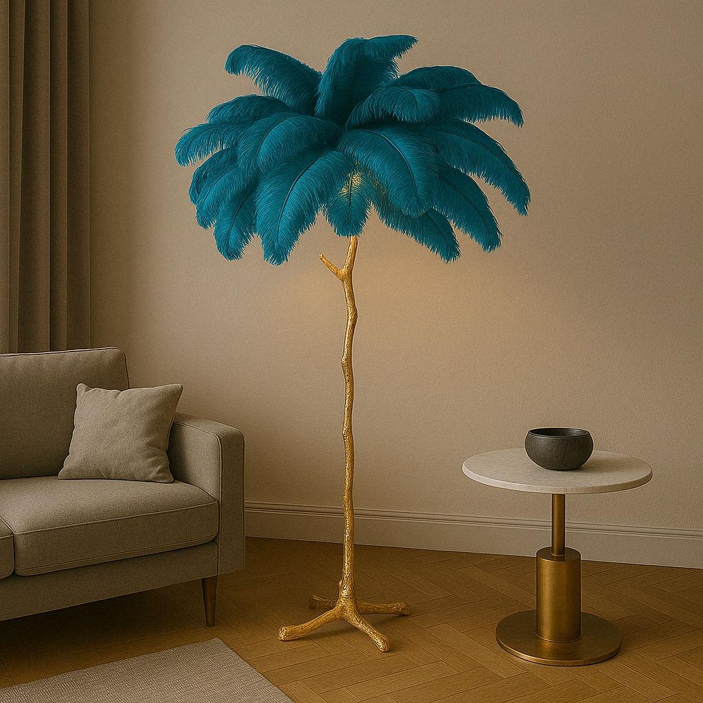 Lina's Extravaganter Look | Stehlampe mit Palmenfeder