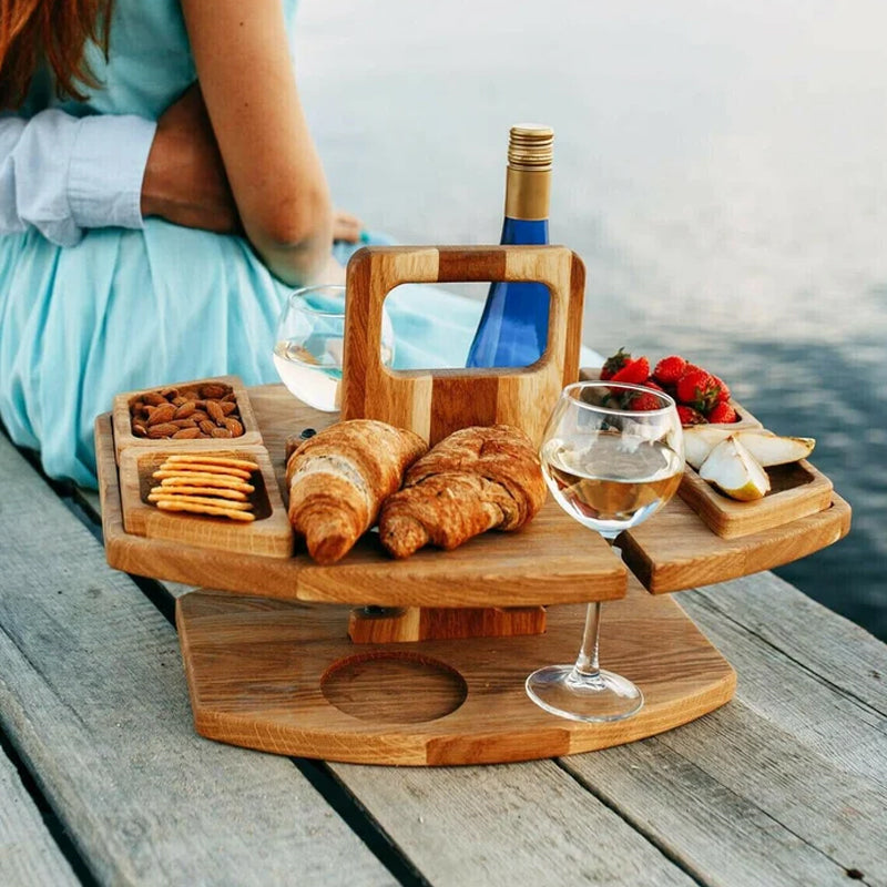 Lio | Tragbarer Holztisch für Wein und Snacks
