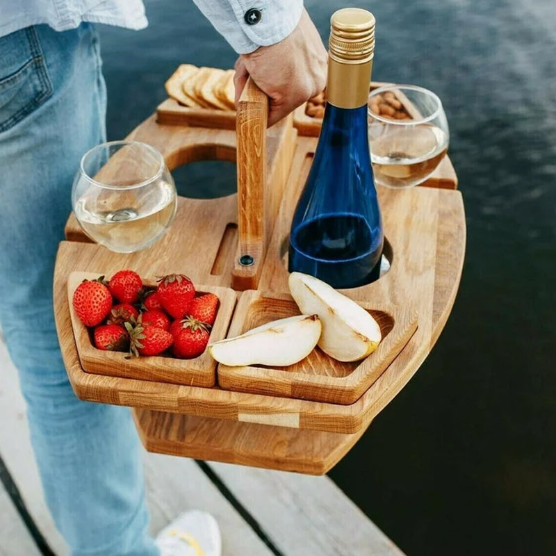 Lio | Tragbarer Holztisch für Wein und Snacks