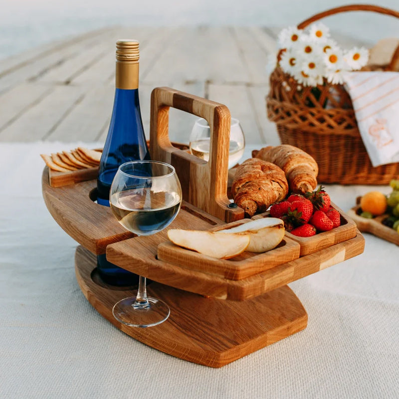 Lio | Tragbarer Holztisch für Wein und Snacks