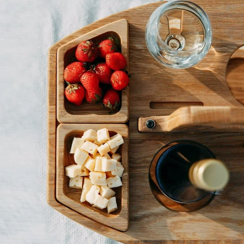 Lio | Tragbarer Holztisch für Wein und Snacks