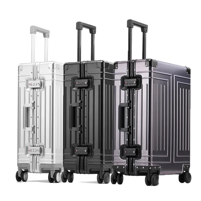 Hartschalen Rollkoffer aus Metall | Modernes Reisegepäck