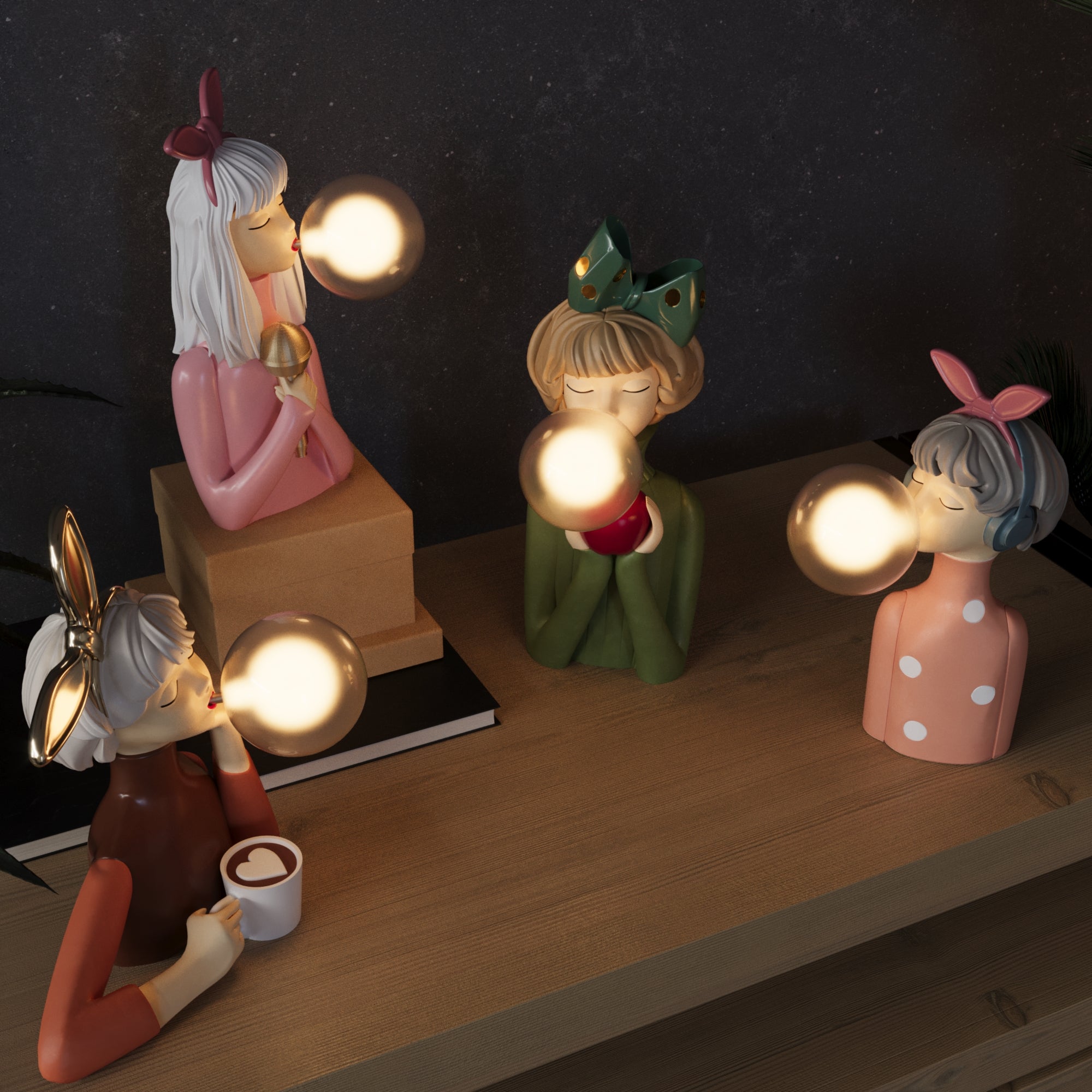Nachttischlampe Figur Modern LED | Schlafzimmer