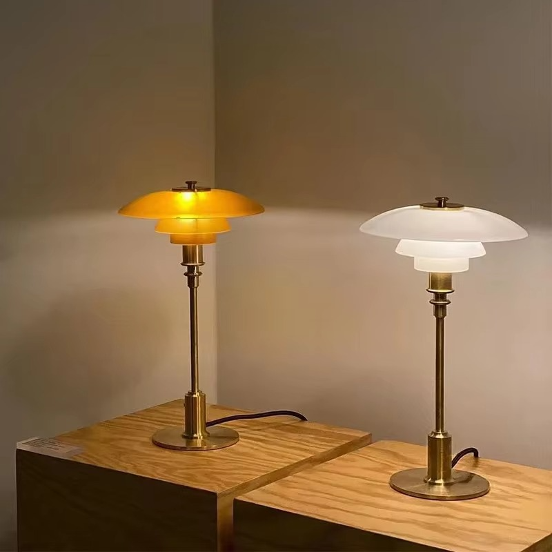 Nachttischlampe Glas Retro Design | Schlafzimmer