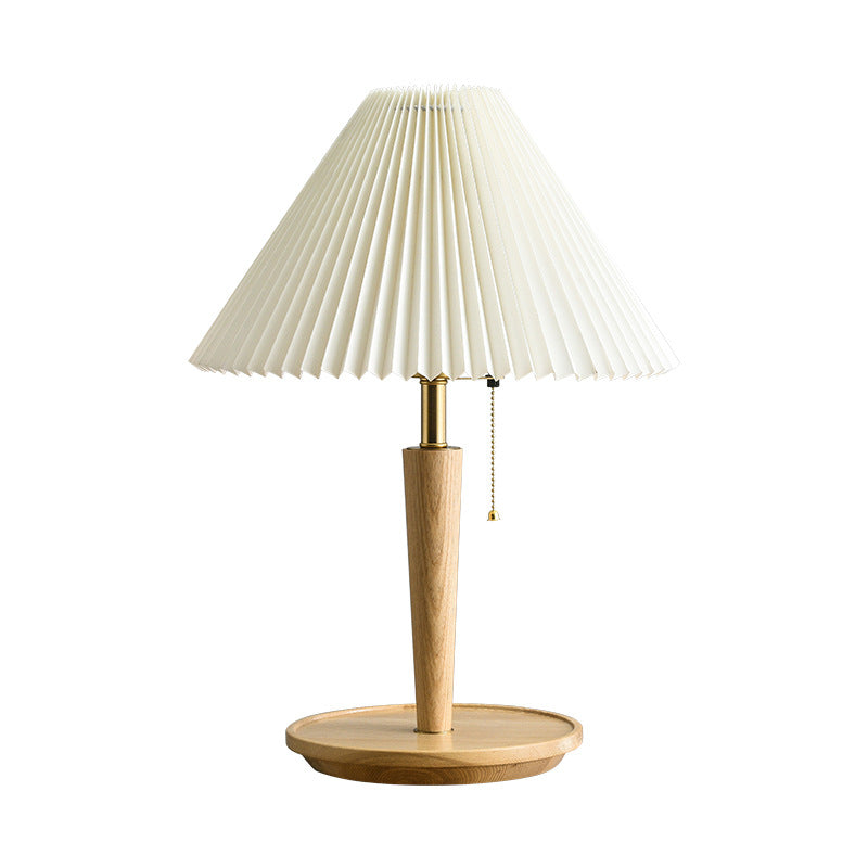 Nachttischlampe Holz Plissee Design | Schlafzimmer