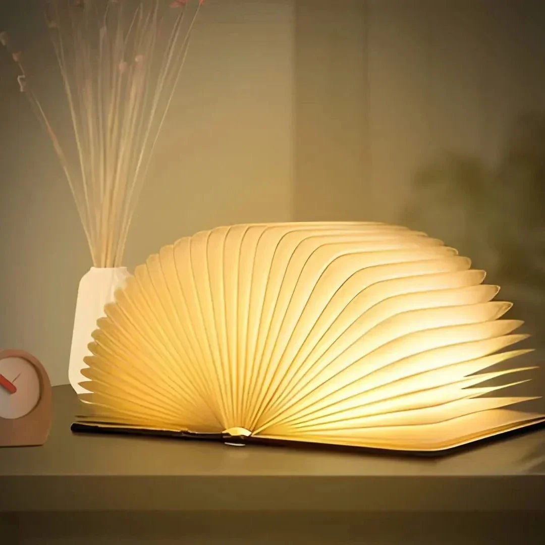 Nachttischlampe Modern Buchform Holz | Schlafzimmer
