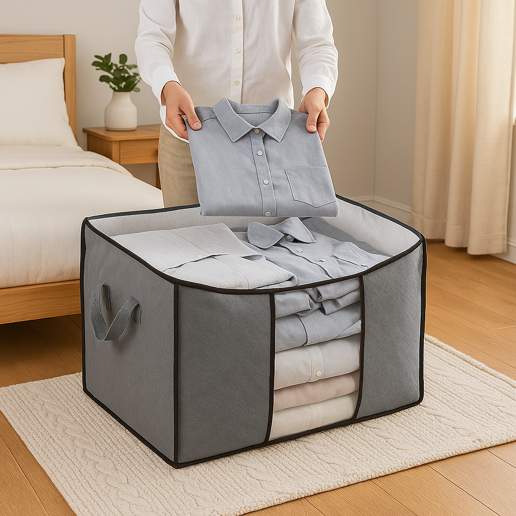 OrdnungsMax | Faltbare Transparente Kleidertasche | Schlafzimmer Organisation