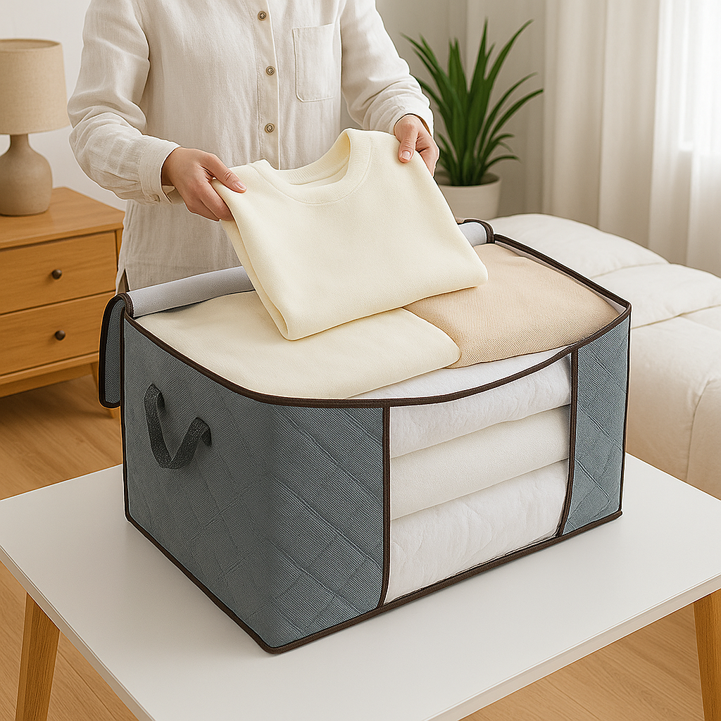 OrdnungsMax | Faltbare Transparente Kleidertasche | Schlafzimmer Organisation