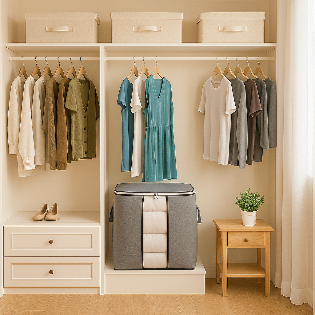 OrdnungsMax | Faltbare Transparente Kleidertasche | Schlafzimmer Organisation