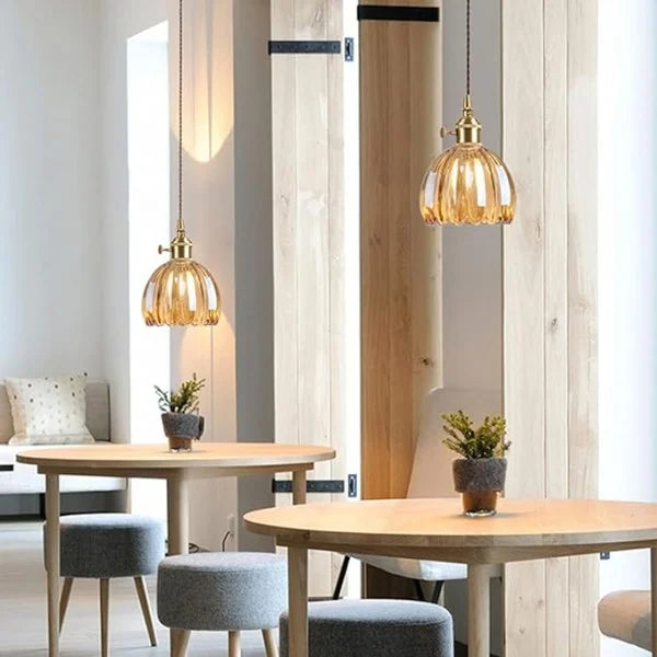 Pendelleuchte Retro Glas Schirm | Wohnzimmer