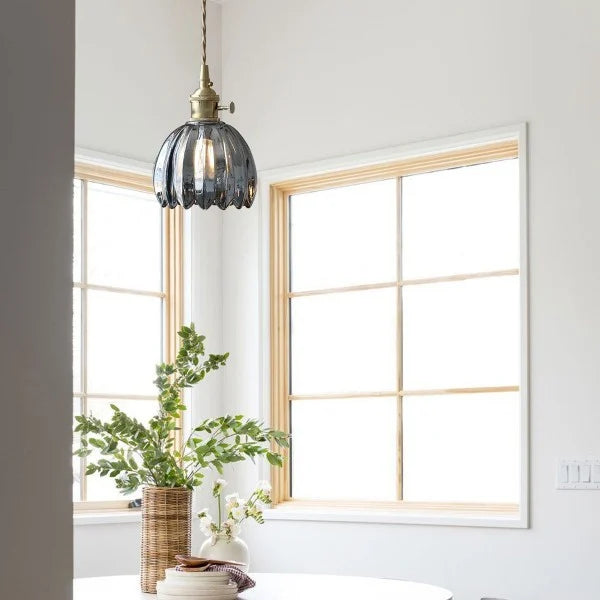 Pendelleuchte Retro Glas Schirm | Wohnzimmer
