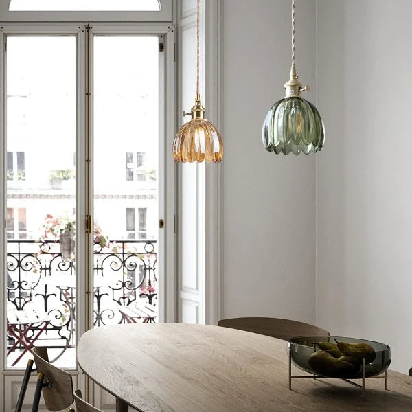 Pendelleuchte Retro Glas Schirm | Wohnzimmer