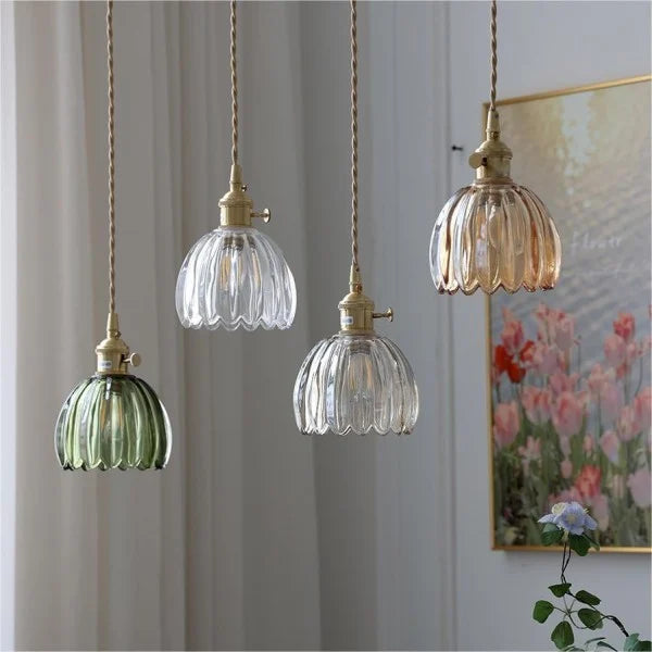Pendelleuchte Retro Glas Schirm | Wohnzimmer