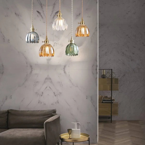 Pendelleuchte Retro Glas Schirm | Wohnzimmer